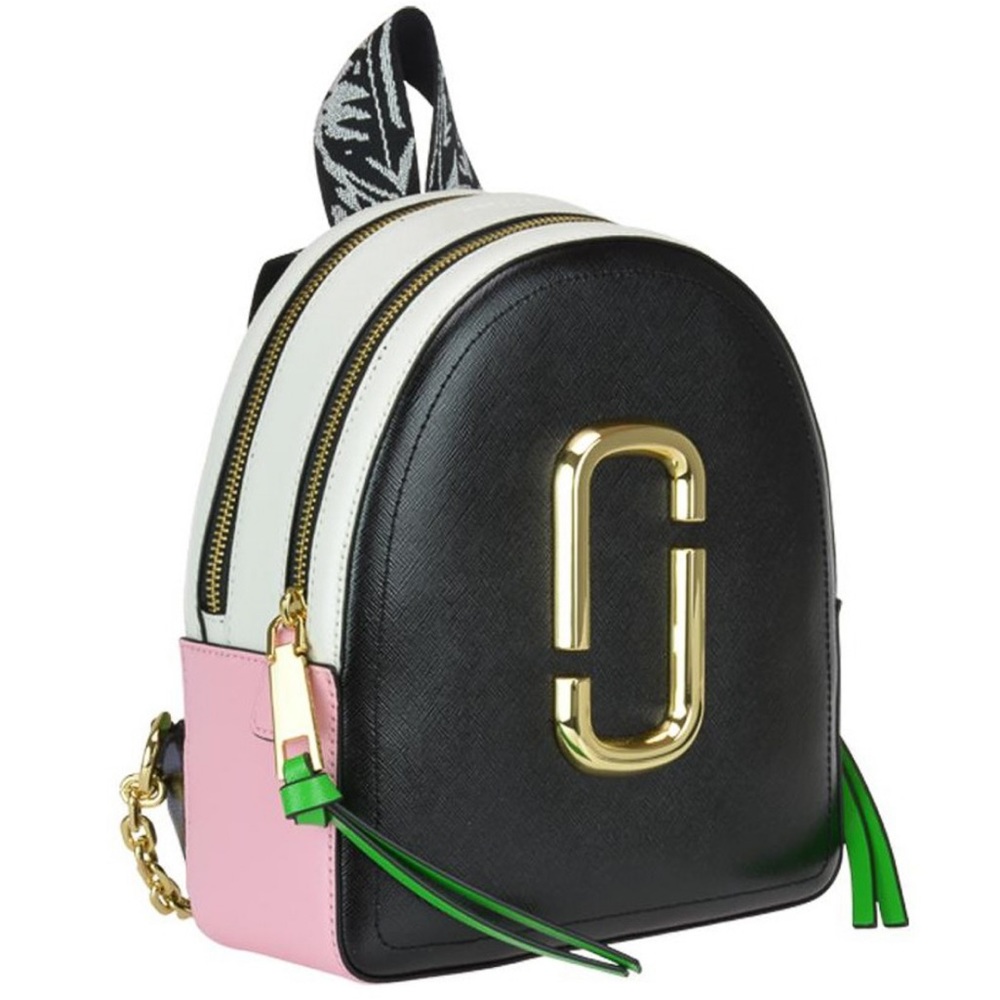 Marc Jacobs Packshot Mini Leather Backpack Colorblock - Black/Pink/Green/White